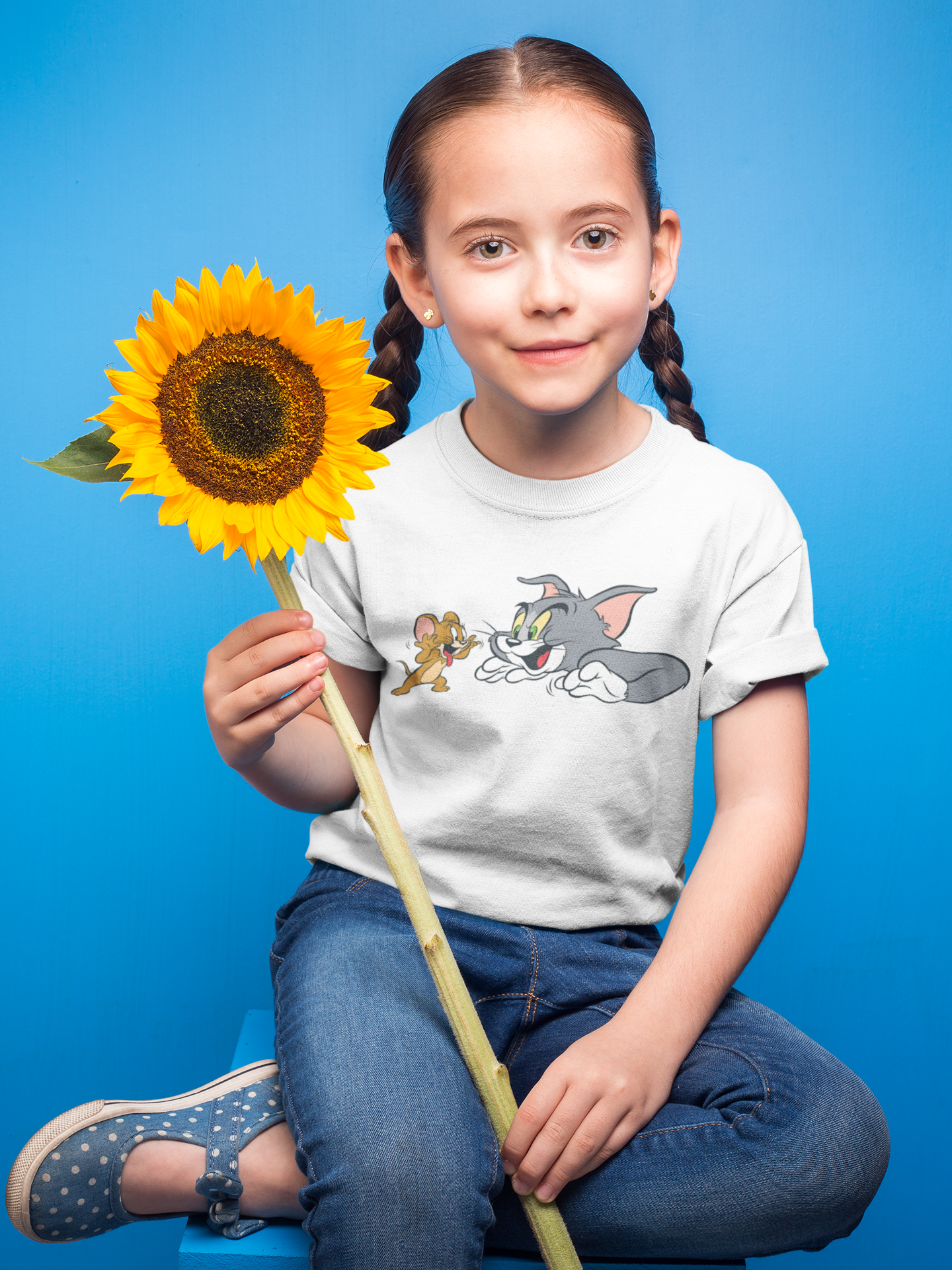 Cute Cartoon Half Sleeves T-Shirt For Girls -FunkyTeesClub