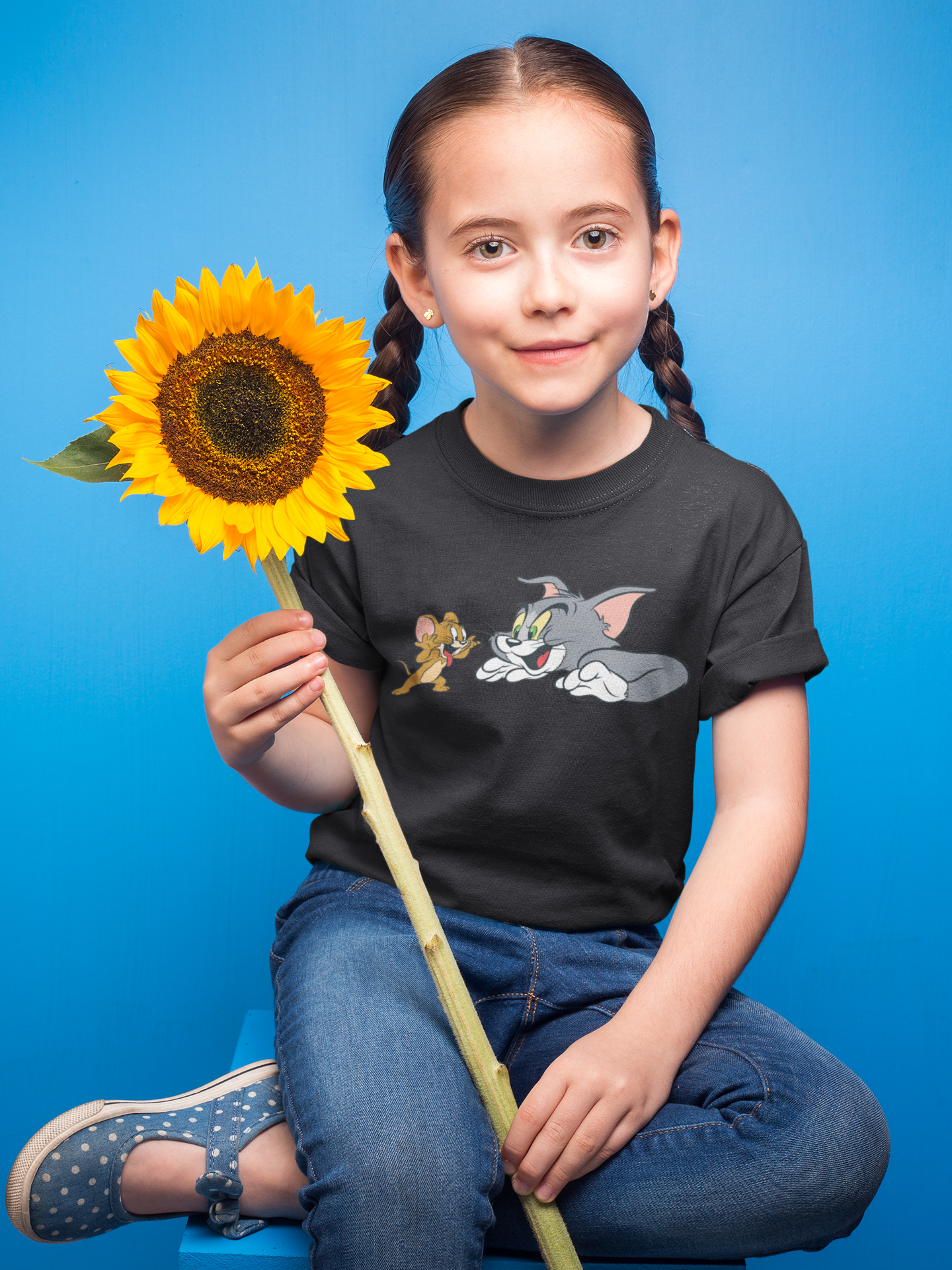Cute Cartoon Half Sleeves T-Shirt For Girls -FunkyTeesClub