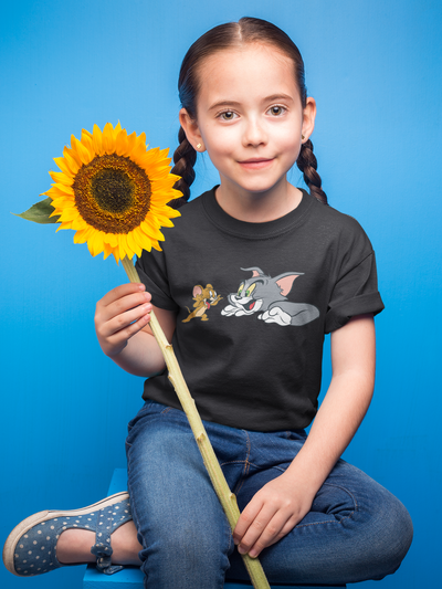 Cute Cartoon Half Sleeves T-Shirt For Girls -FunkyTeesClub
