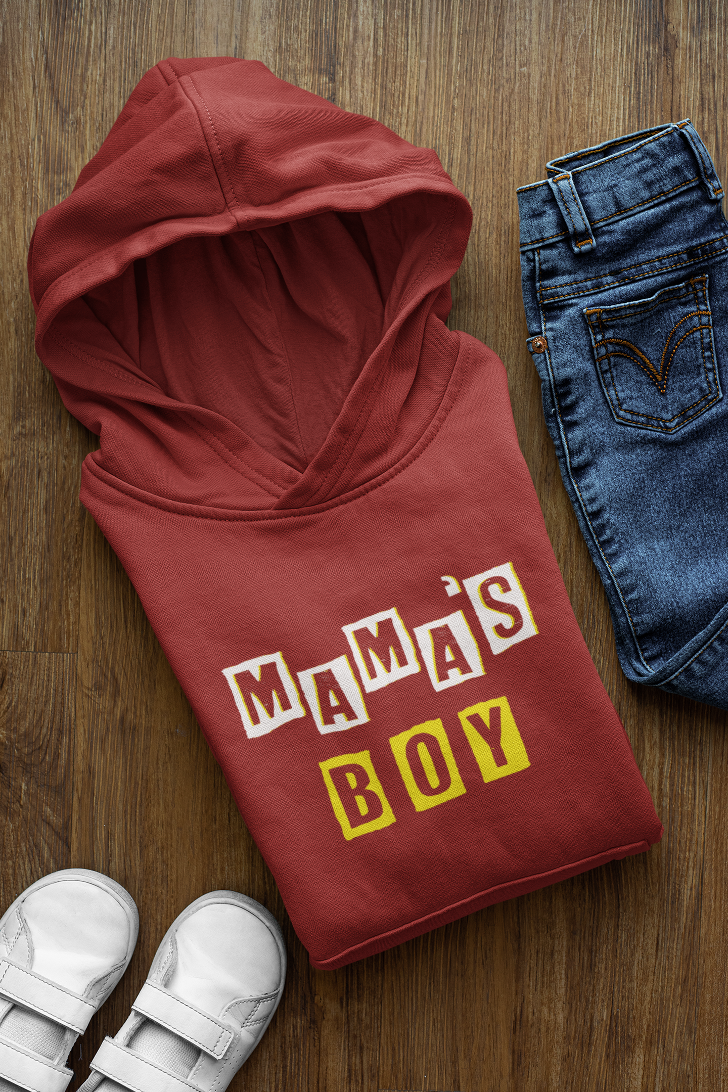 Mamas Boy Mother And Son Red Matching Hoodies- FunkyTeesClub