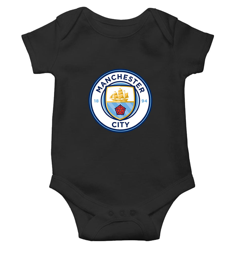 Manchester City Black Rompers for Baby Girl - FunkyTeesClub