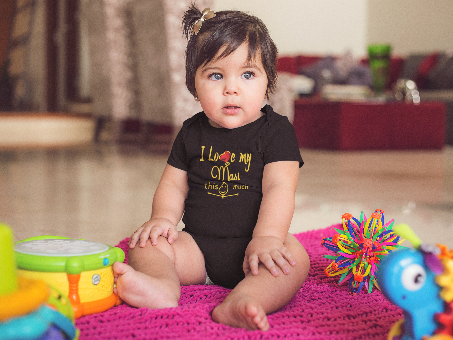 I Love My Masi Black Rompers for Baby Girl - FunkyTeesClub