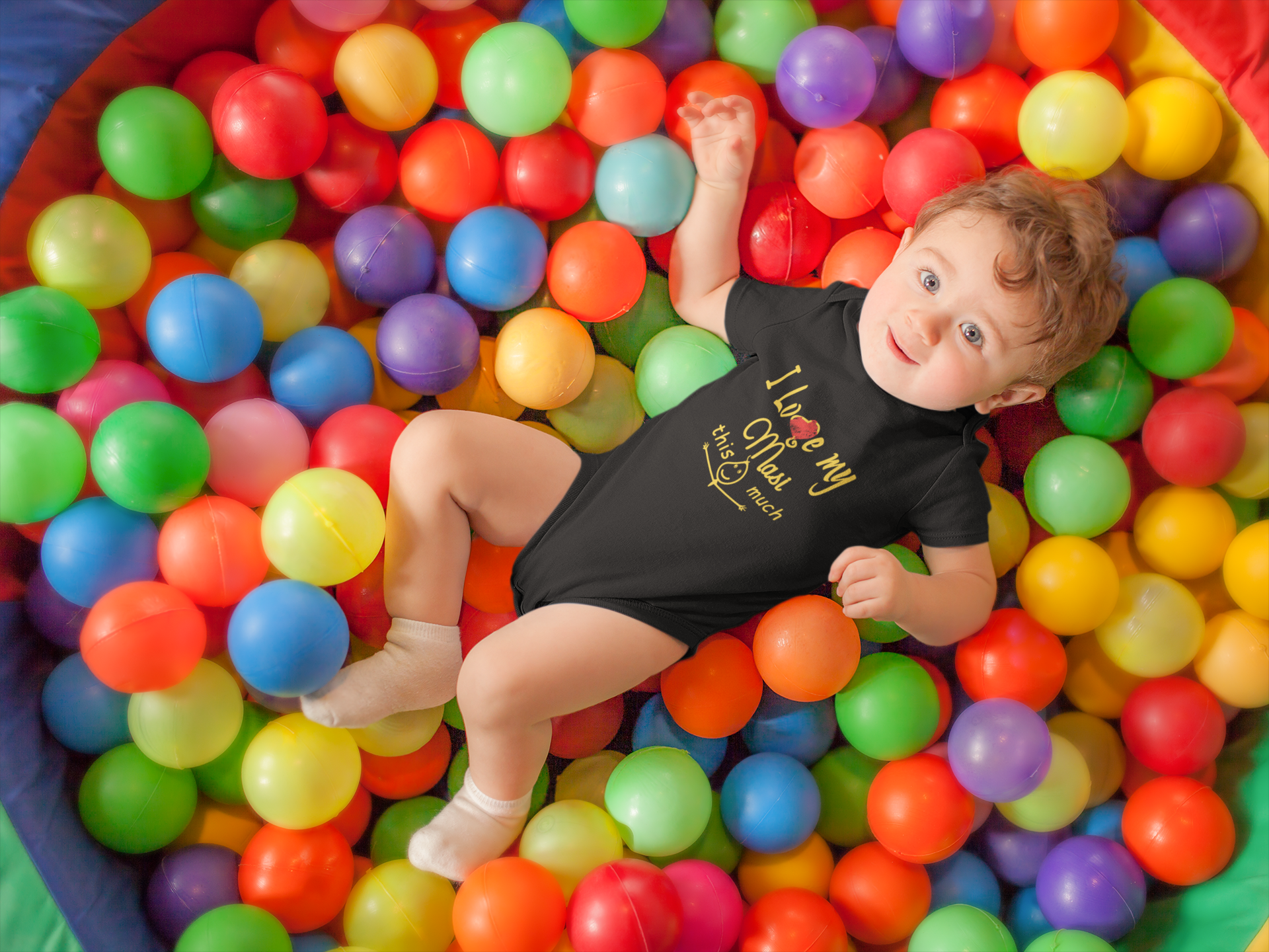I Love My Masi Black Rompers for Baby Boy - FunkyTeesClub