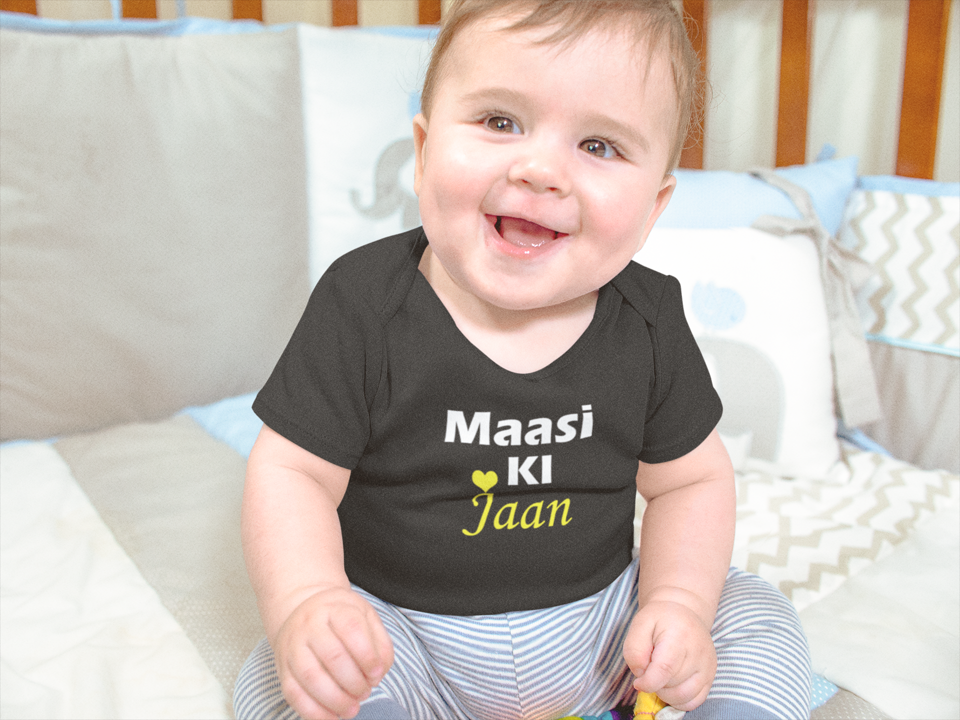 Masi Ki Jaan Black Rompers for Baby Boy - FunkyTeesClub