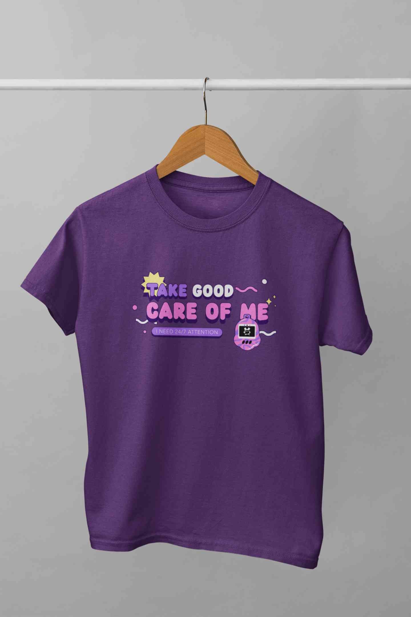 Take Care Of Me Retro Typography Mens Half Sleeves T-shirt- FunkyTeesClub