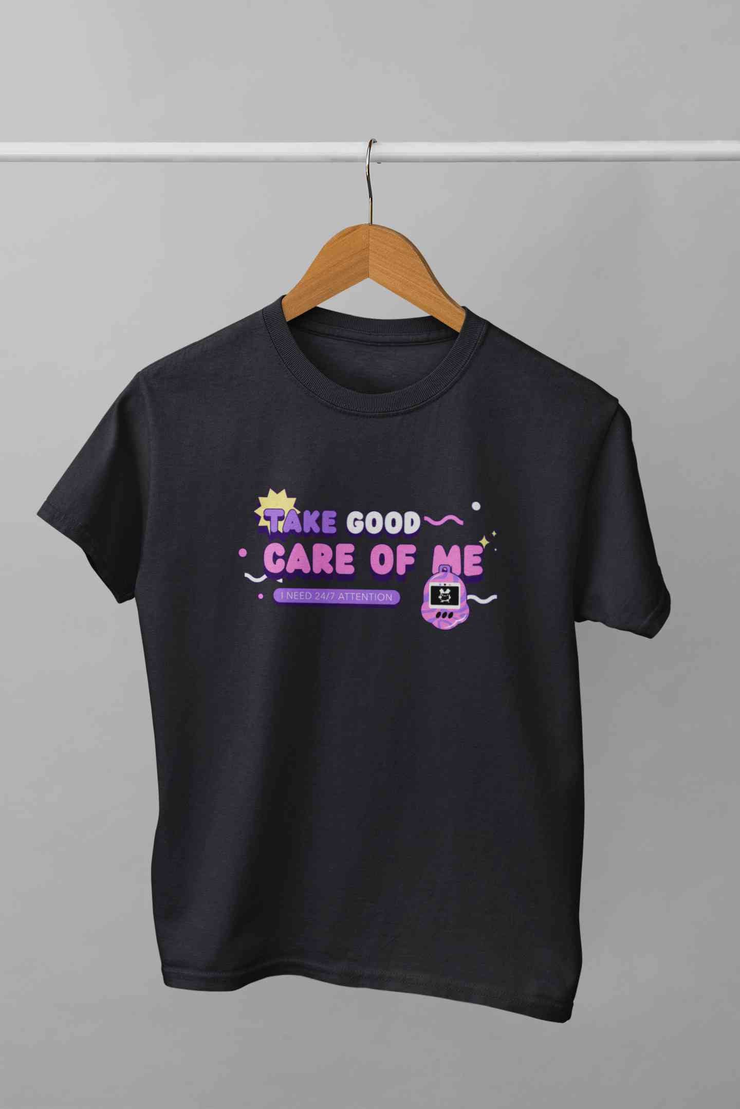 Take Care Of Me Retro Typography Mens Half Sleeves T-shirt- FunkyTeesClub