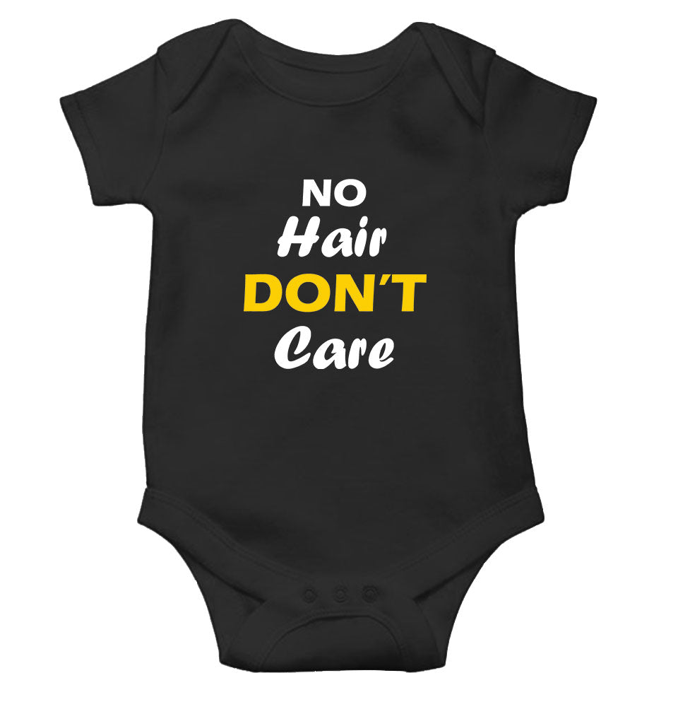 No Hair Dont Care Black Rompers for Baby Girl - FunkyTeesClub