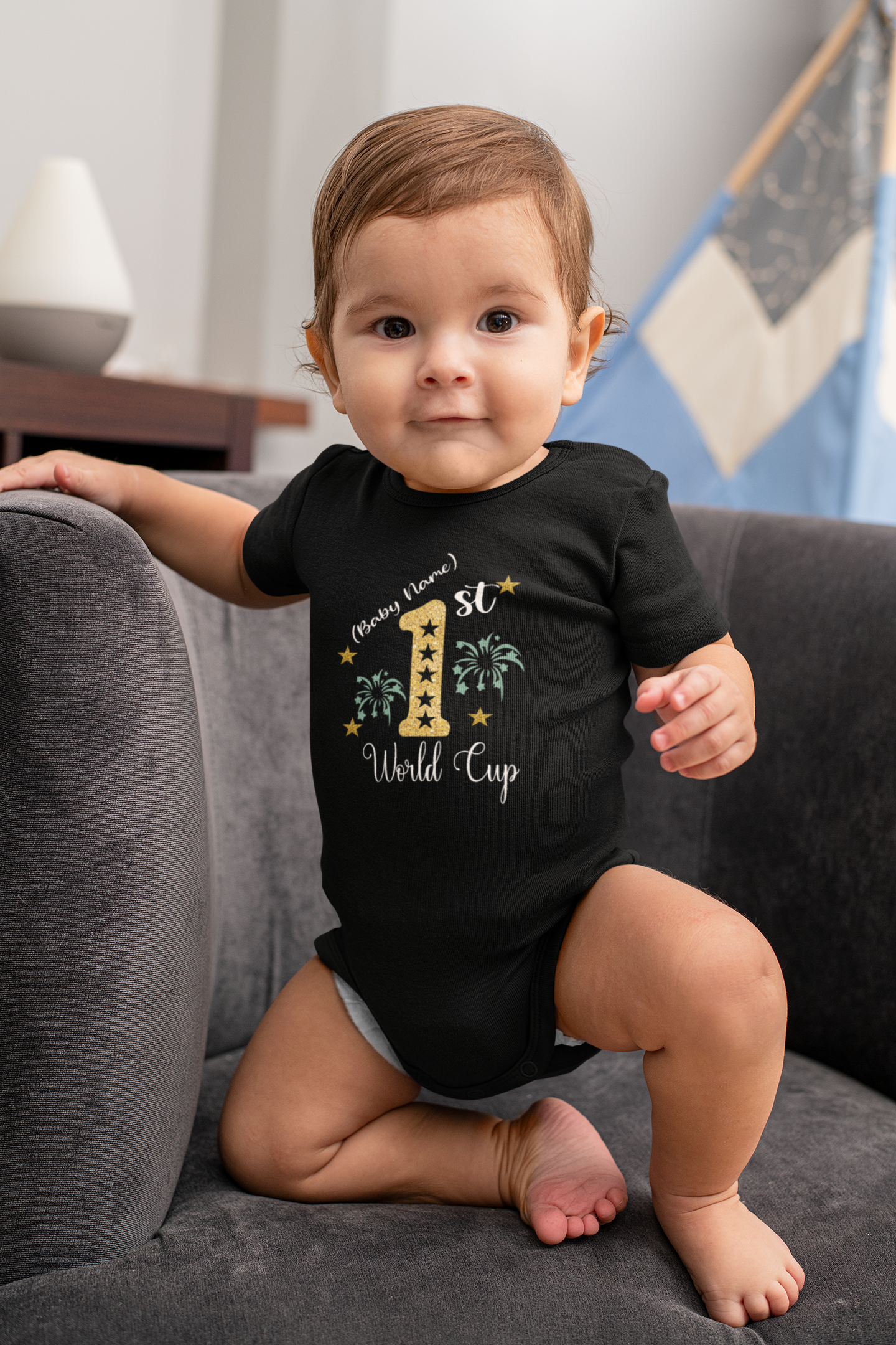 1st World Cup Custom Name Rompers for Baby Boy- FunkyTeesClub
