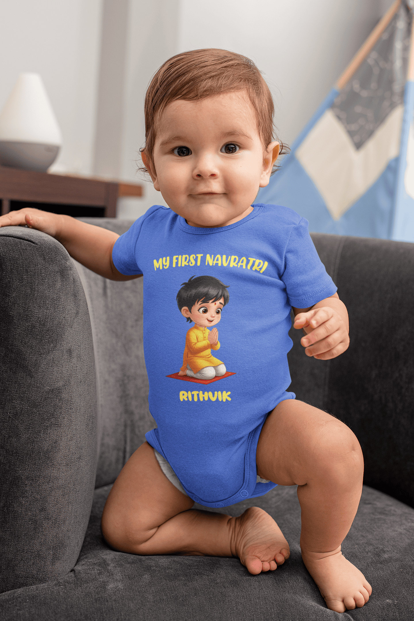 Custom Name My First Navratri Rompers for Baby Boy- FunkyTeesClub