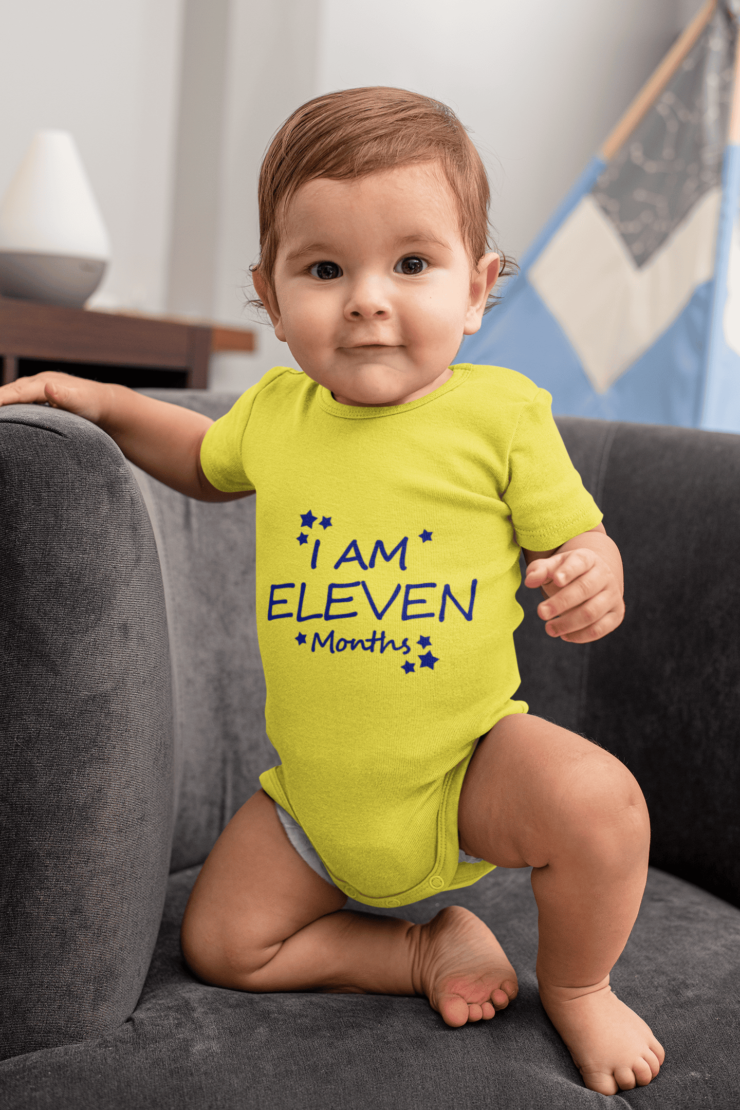 I Am Eleven Months Rompers for Baby Boy- FunkyTeesClub