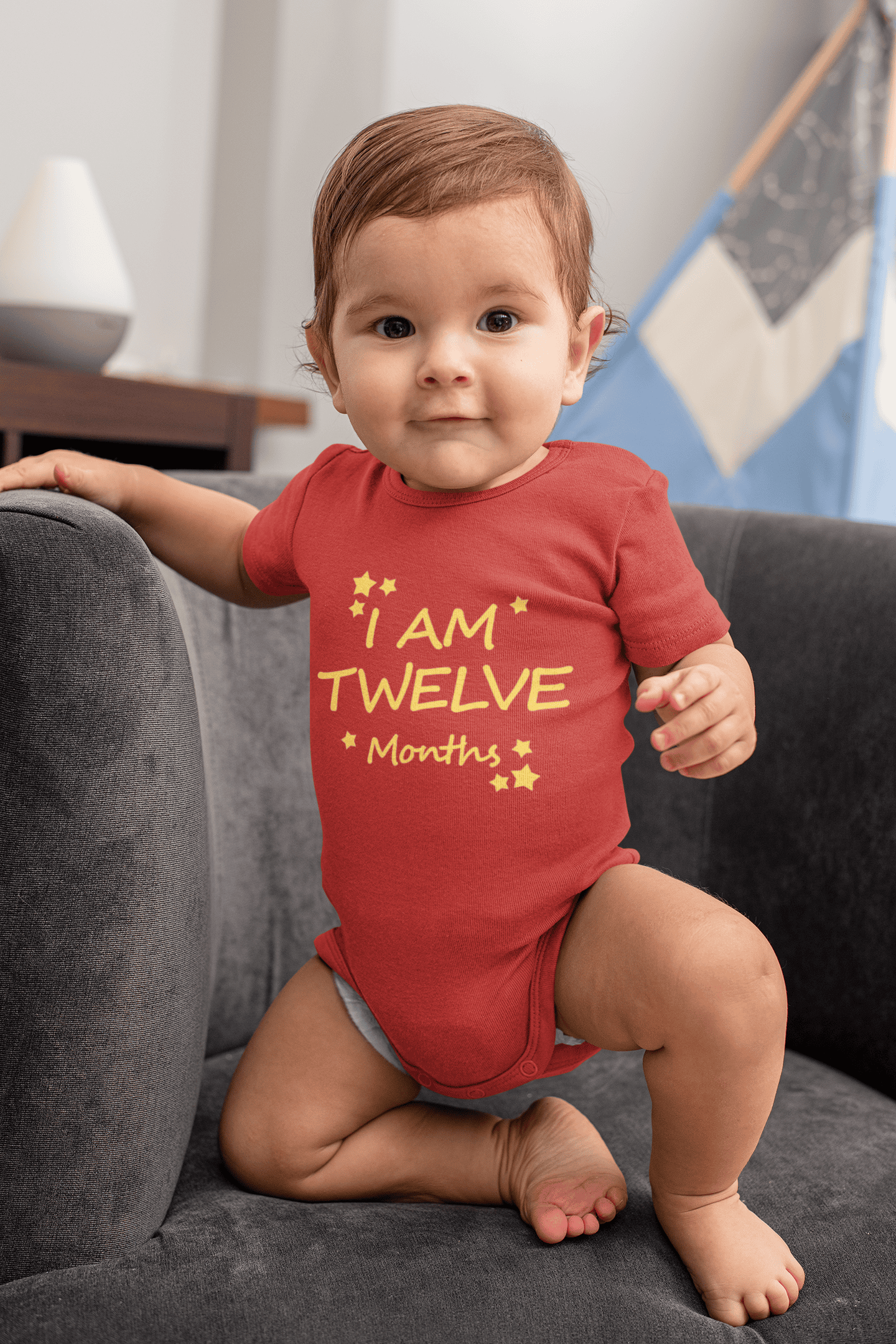 I Am Twelve Months Rompers for Baby Boy- FunkyTeesClub