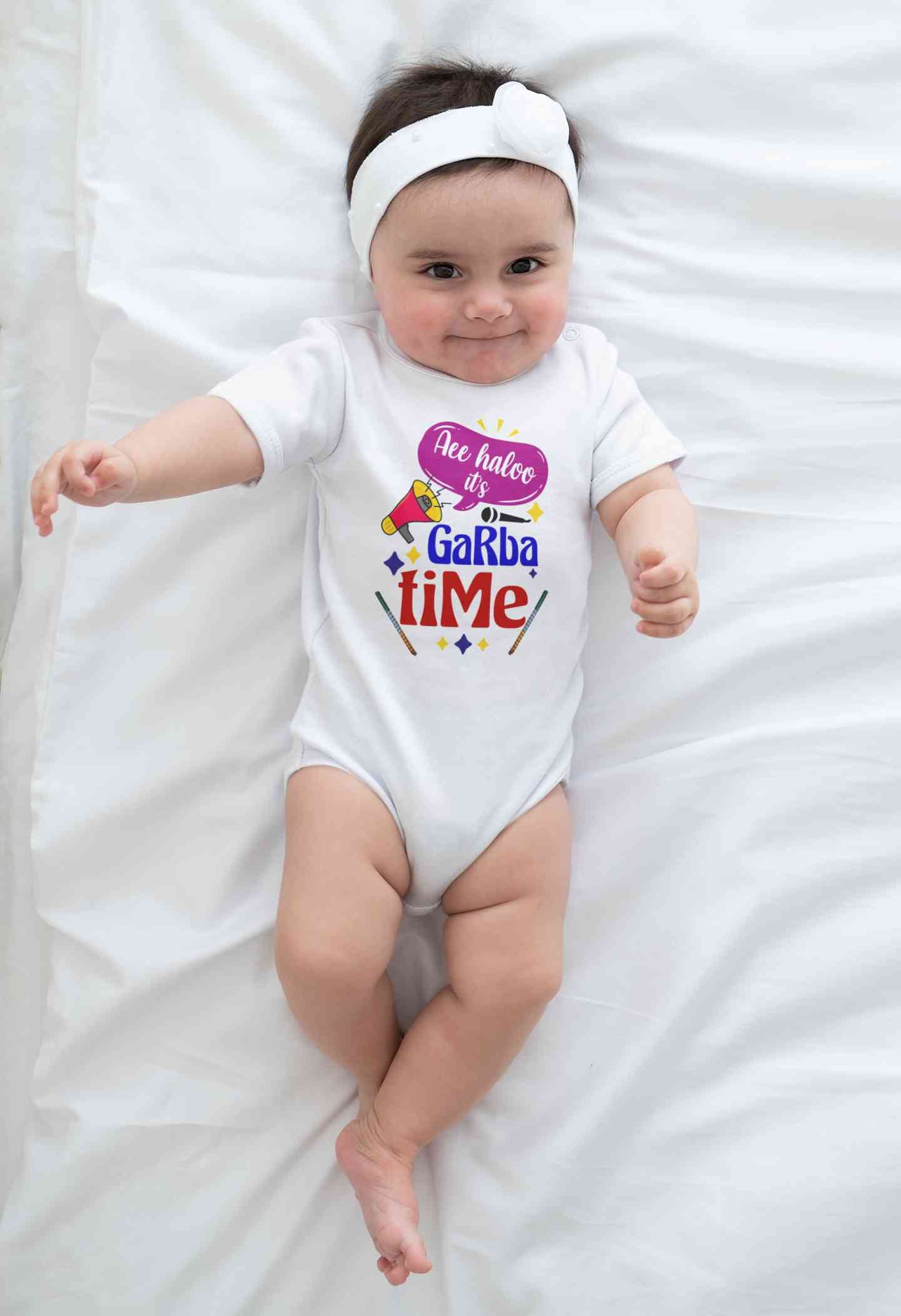 Ae Haloo Its Garba Time Navratri Rompers for Baby Girl- FunkyTeesClub