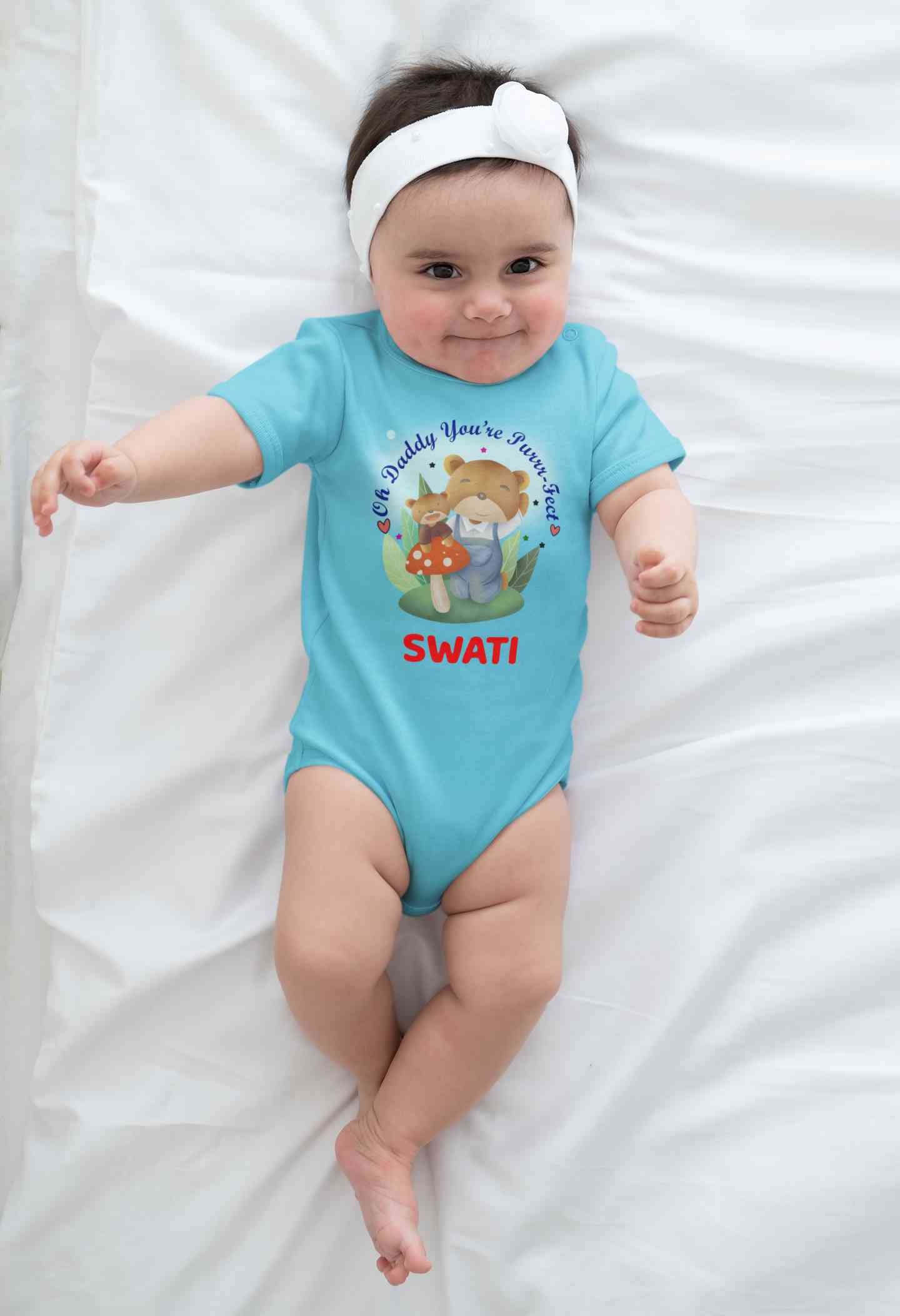 Custom Name Ohh Daddy You Are Purr Fect Fathers Day Rompers for Baby Girl- FunkyTeesClub