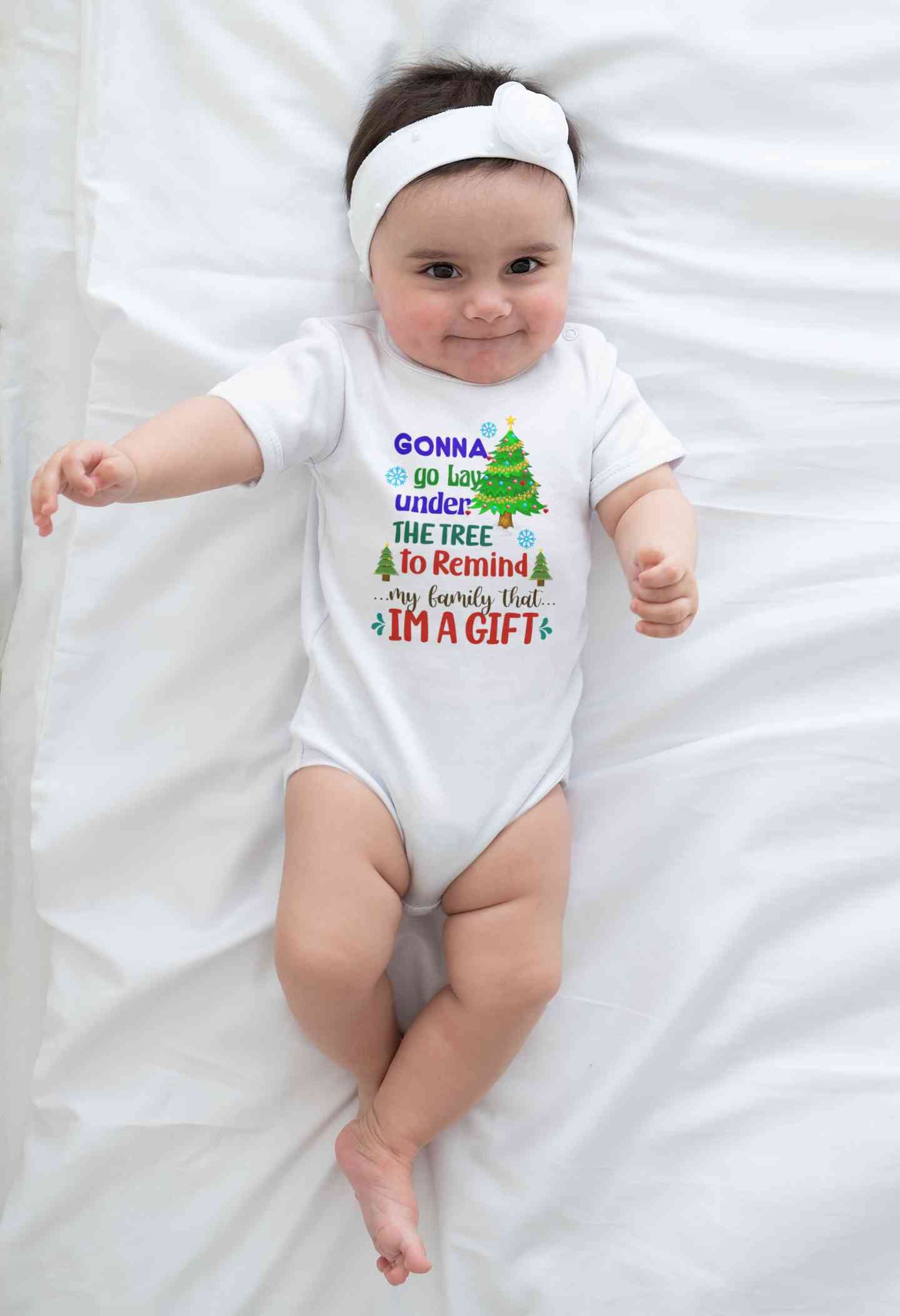 Gift Under Christmas Tree Rompers for Baby Girl- FunkyTeesClub