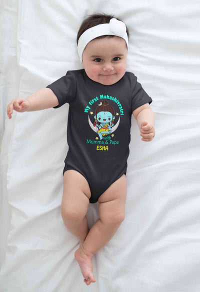 Custom Name Mahashivratri With Mumma & Papa Rompers for Baby Girl- FunkyTeesClub