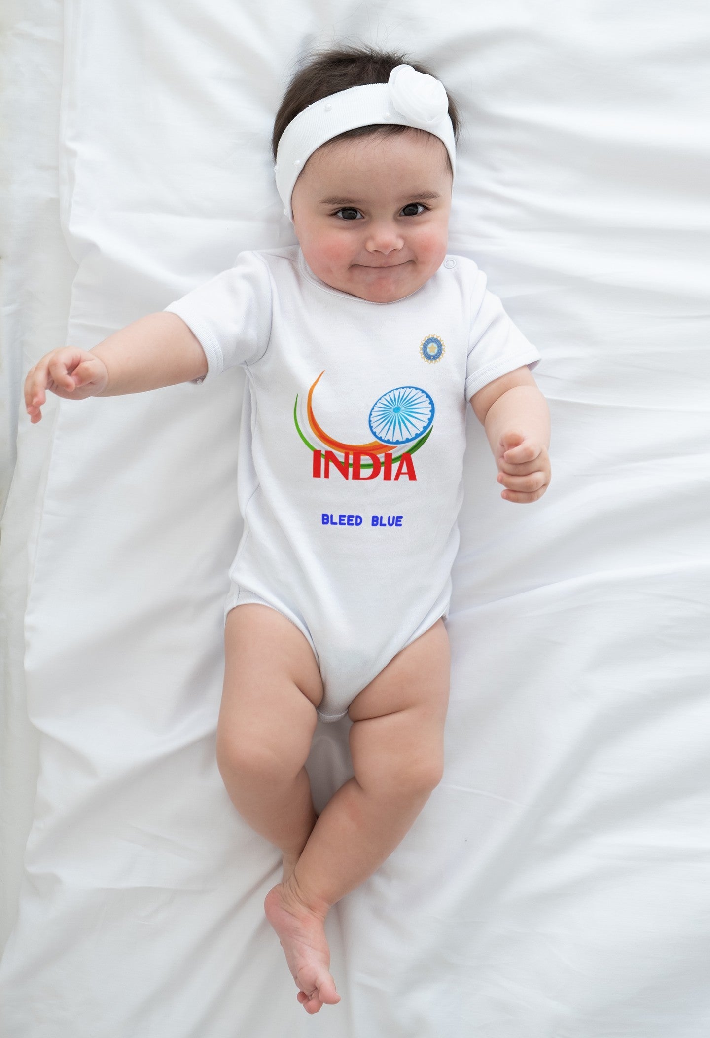 Bleed Blue Cricket Rompers for Baby Girl- FunkyTeesClub