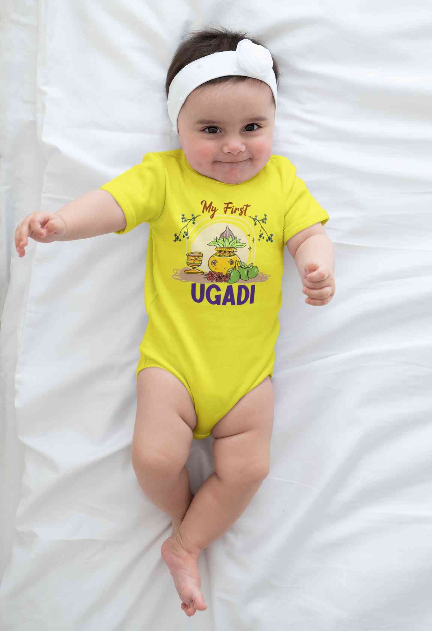 My First Ugadi Rompers for Baby Girl- FunkyTeesClub