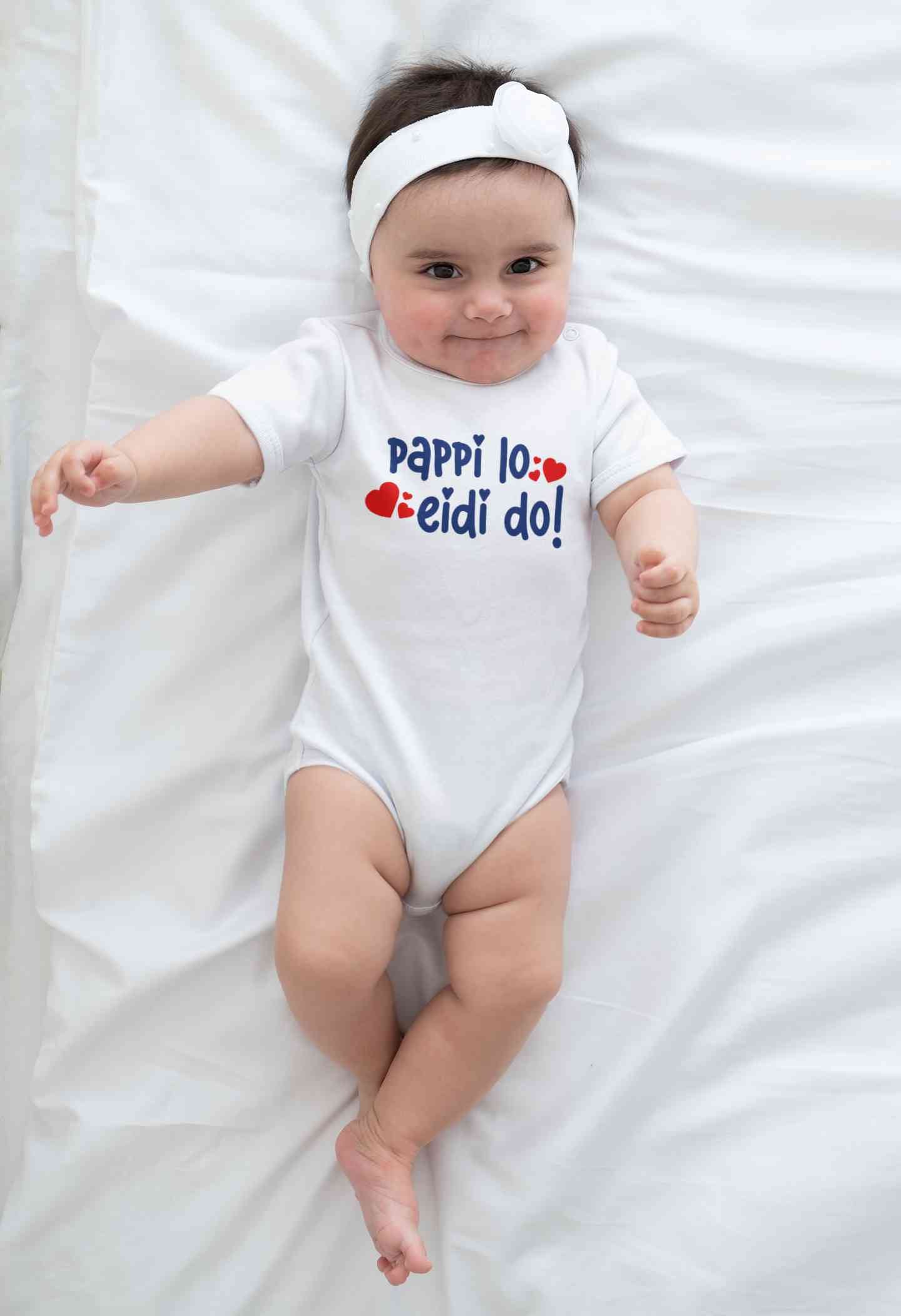 Pappi Lo Eidi do Eid Rompers for Baby Girl- FunkyTeesClub