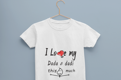 I Love Dada Dadi Half Sleeves T-Shirt for Boy-FunkyTeesClub