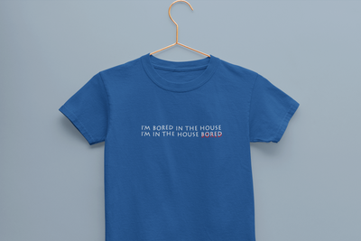 I Am In The Bored House Minimals Half Sleeves T-Shirt for Boy-FunkyTeesClub