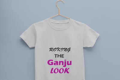 ROKING THE GANJU LOOK Half Sleeves T-Shirt for Boy-FunkyTeesClub