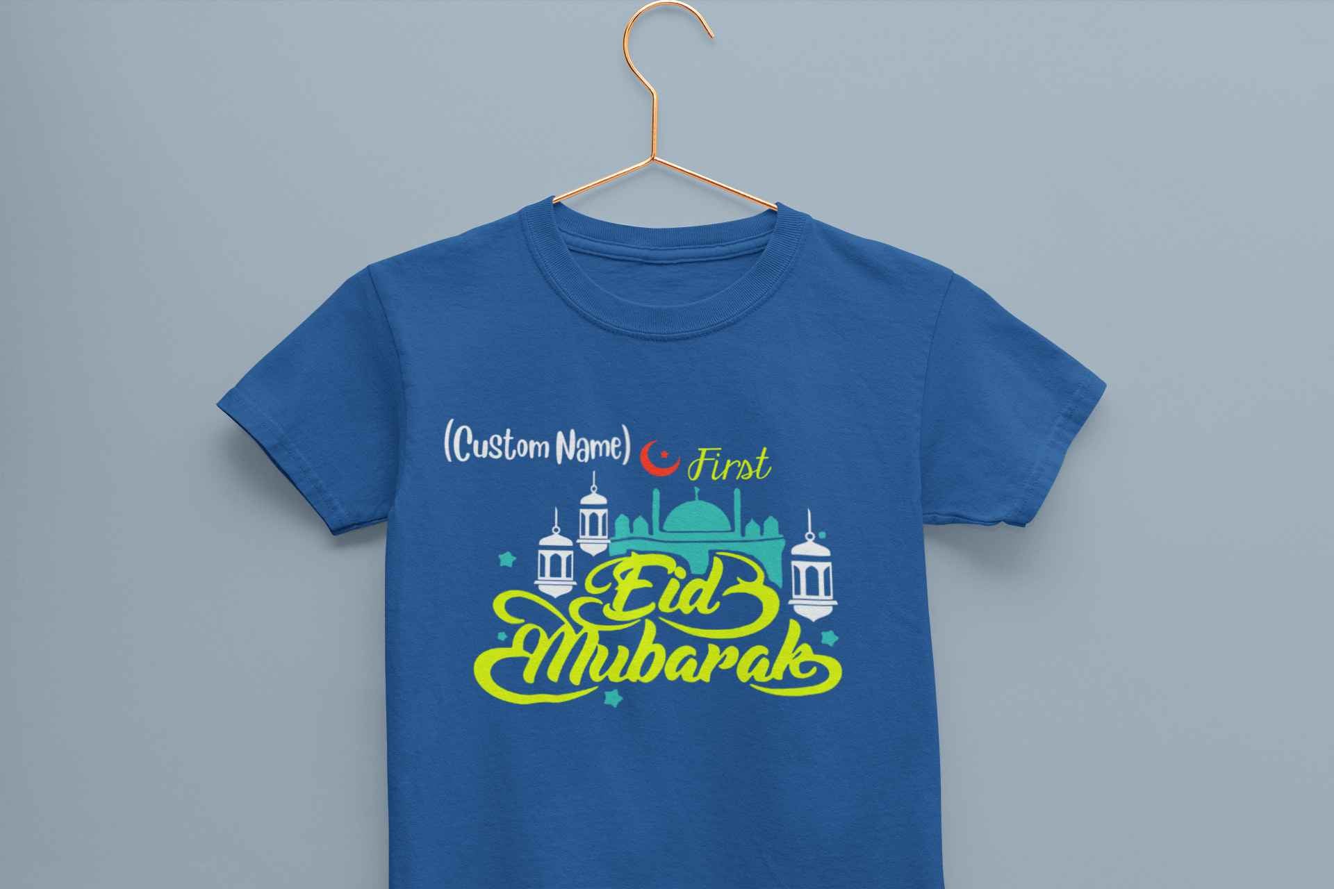 Customize Name First Eid Half Sleeves T-Shirt For Girls -FunkyTeesClub
