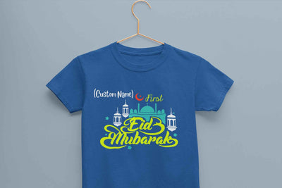 Customize Name First Eid Half Sleeves T-Shirt For Girls -FunkyTeesClub