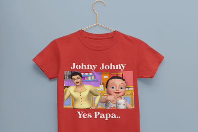 Johny Johny Yes Papa Poem Half Sleeves T-Shirt for Boy-FunkyTeesClub