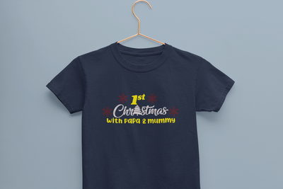 First Christmas With Mummy Papa Half Sleeves T-Shirt for Boy-FunkyTeesClub