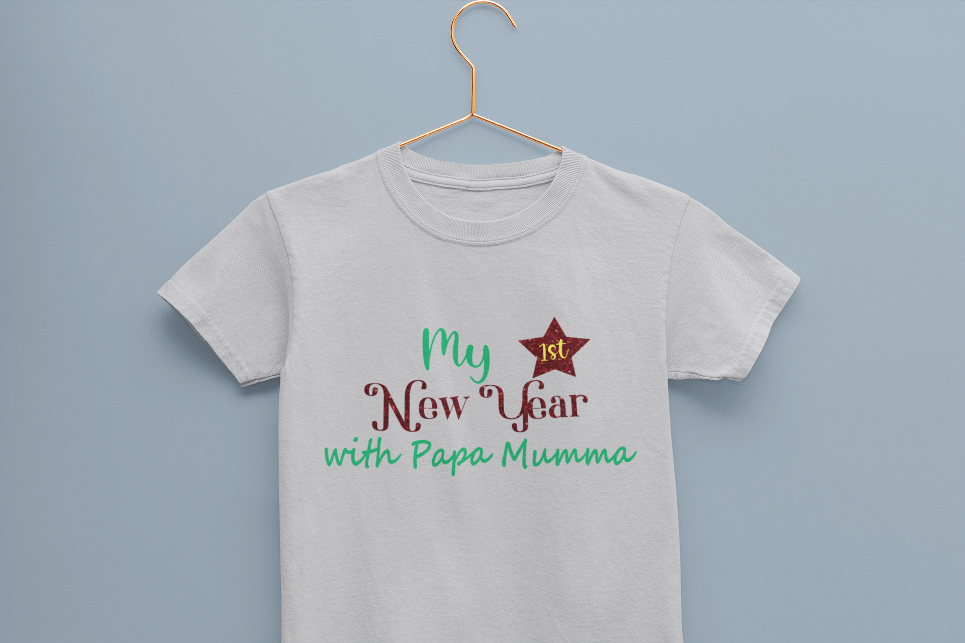 First New Year With Mamma Papa Half Sleeves T-Shirt for Boy-FunkyTeesClub