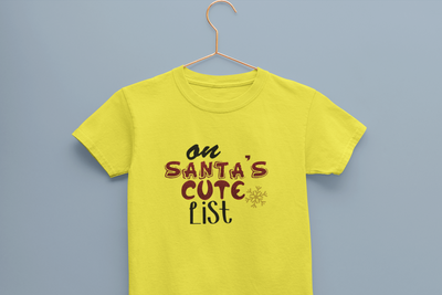 On Santa Cute List Christmas Half Sleeves T-Shirt for Boy-FunkyTeesClub