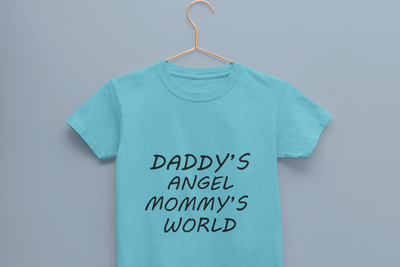 Daddys Angel Mommys World Half Sleeves T-Shirt For Girls -FunkyTeesClub