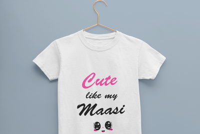 Cute Like My Maasi Half Sleeves T-Shirt For Girls -FunkyTeesClub