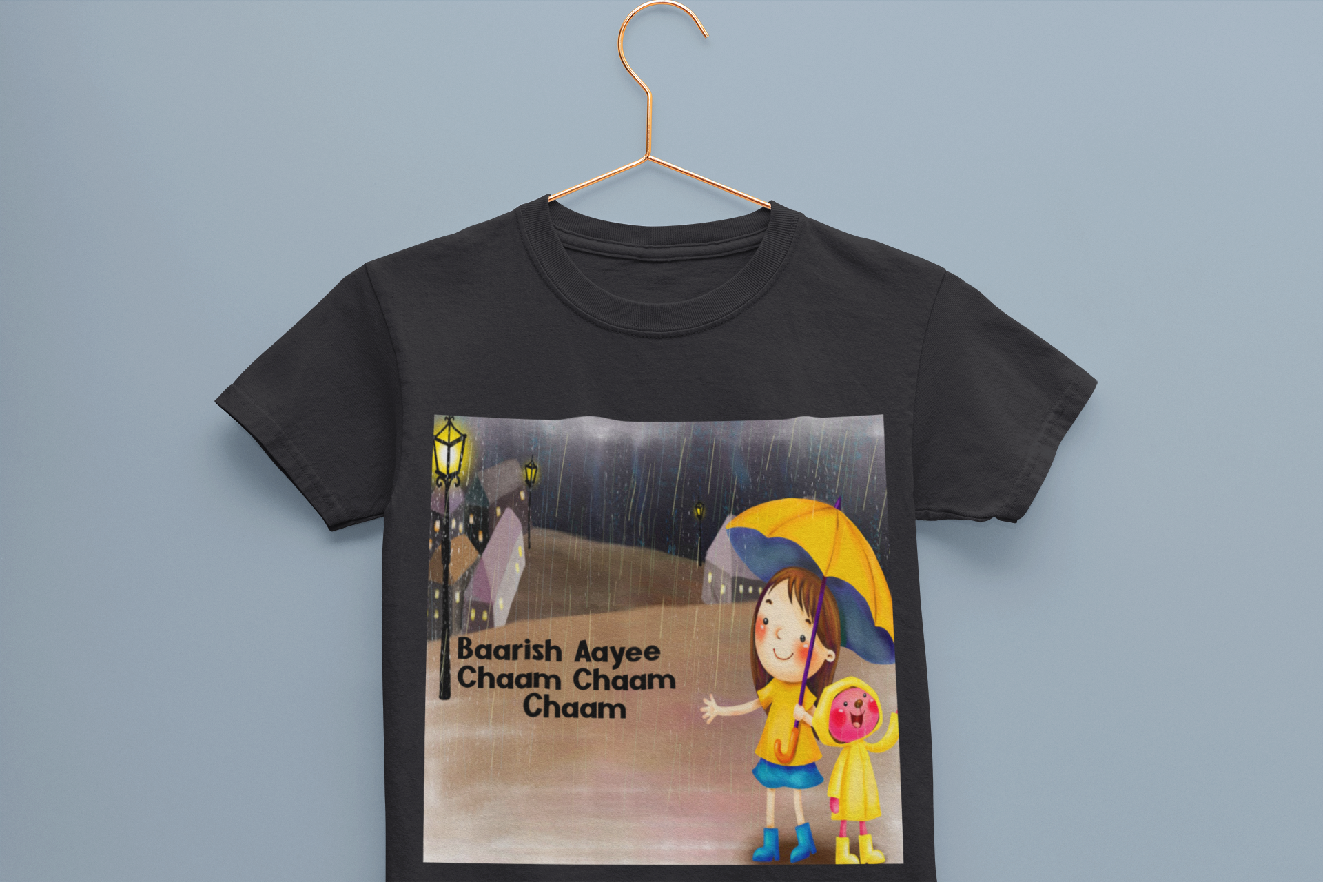 Barish Aayi Cham Cham Poem Half Sleeves T-Shirt for Boy-FunkyTeesClub