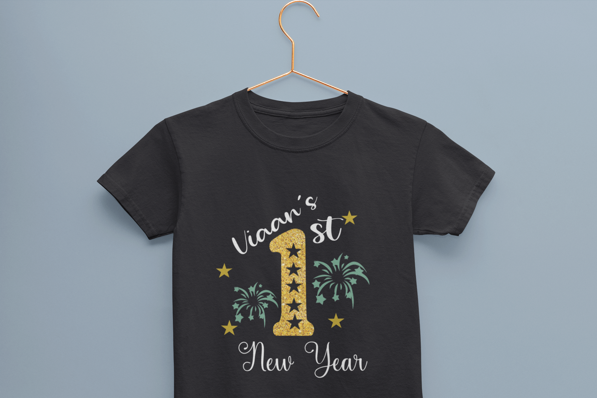 Customized Name New Year Half Sleeves T-Shirt for Boy-FunkyTeesClub