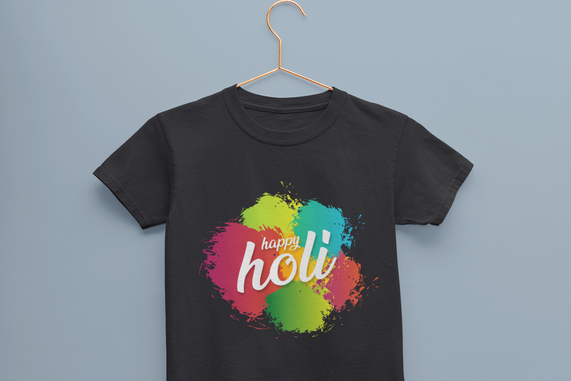 Happy Holi Half Sleeves T-Shirt For Girls -FunkyTeesClub