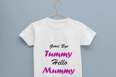 Good Bye Tummy Hello Mummy Half Sleeves T-Shirt For Girls -FunkyTeesClub