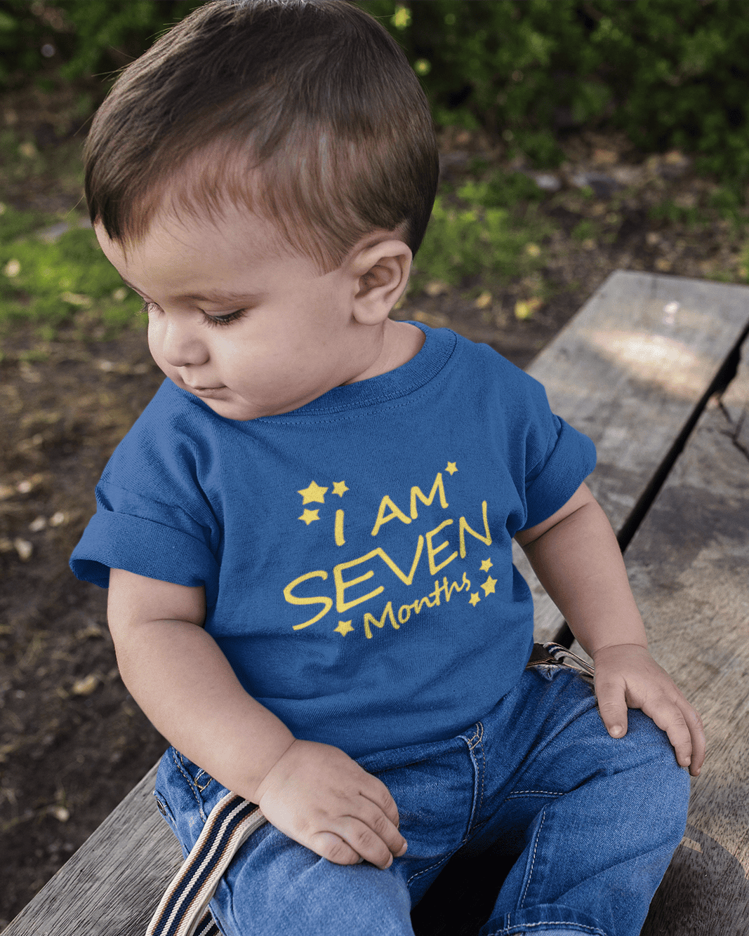I Am Seven Months Half Sleeves T-Shirt for Boys -FunkyTeesClub