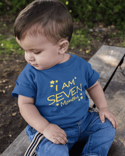 I Am Seven Months Half Sleeves T-Shirt for Boys -FunkyTeesClub