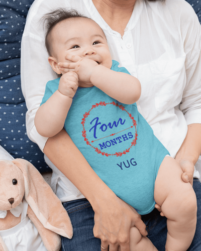 Custom Name Four Months Rompers for Baby Boy- FunkyTeesClub
