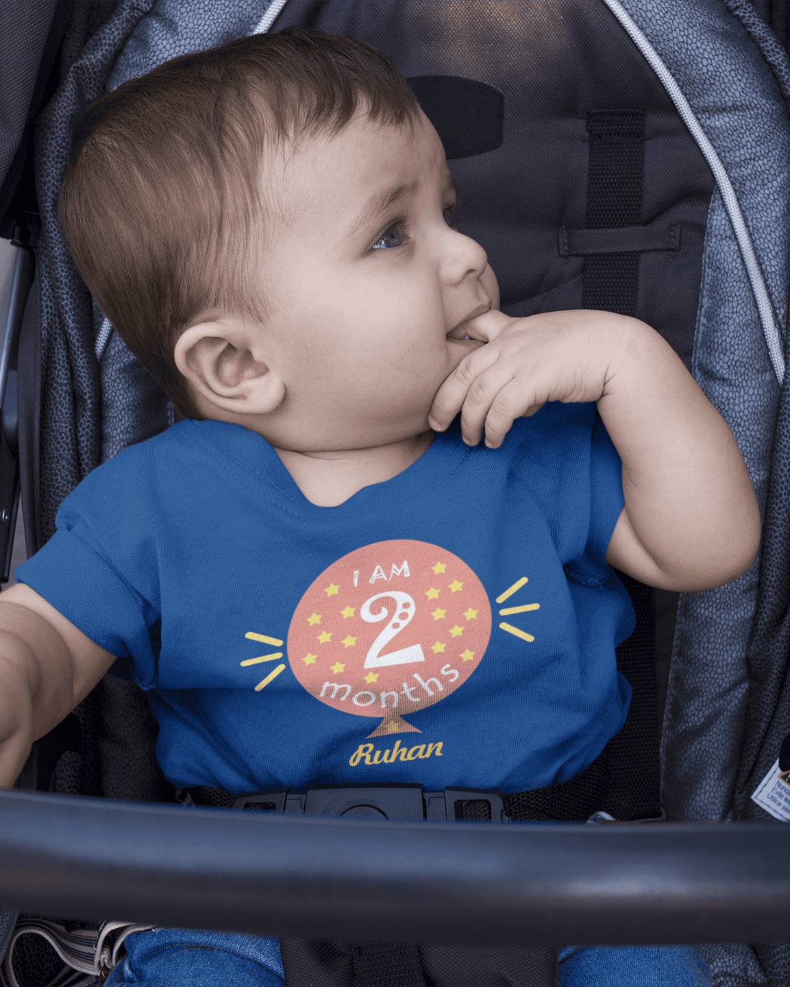 Custom Name I Am Two Months Half Sleeves T-Shirt for Boys -FunkyTeesClub