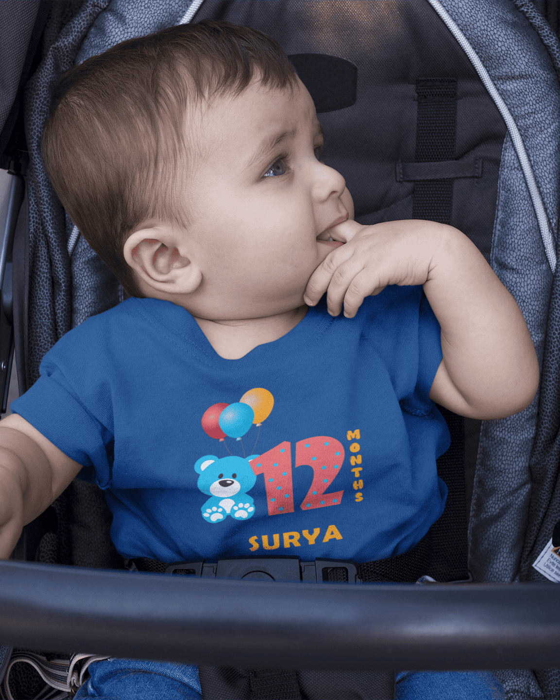 Custom Name Twelve Month Birthday Half Sleeves T-Shirt for Boys -FunkyTeesClub