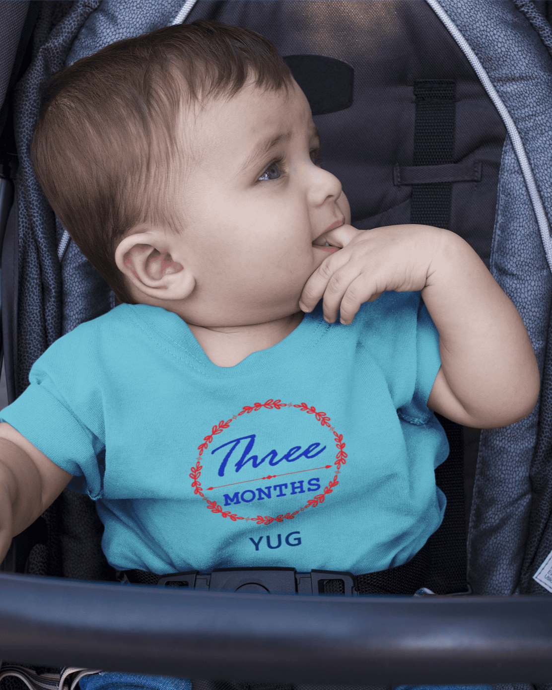 Custom Name Three Month Birthday Half Sleeves T-Shirt for Boys -FunkyTeesClub