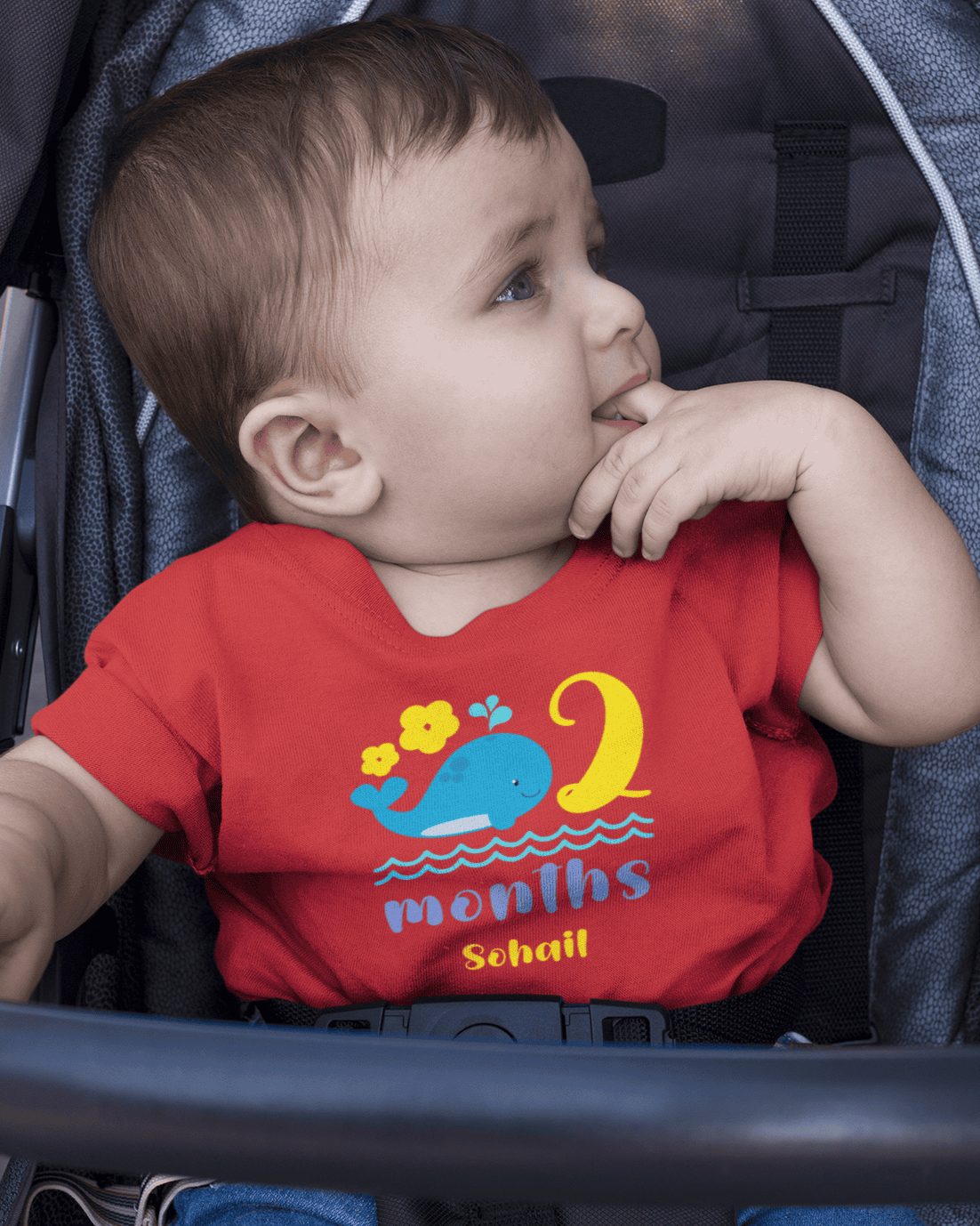 Custom Name Second Month Birthday Half Sleeves T-Shirt for Boys -FunkyTeesClub