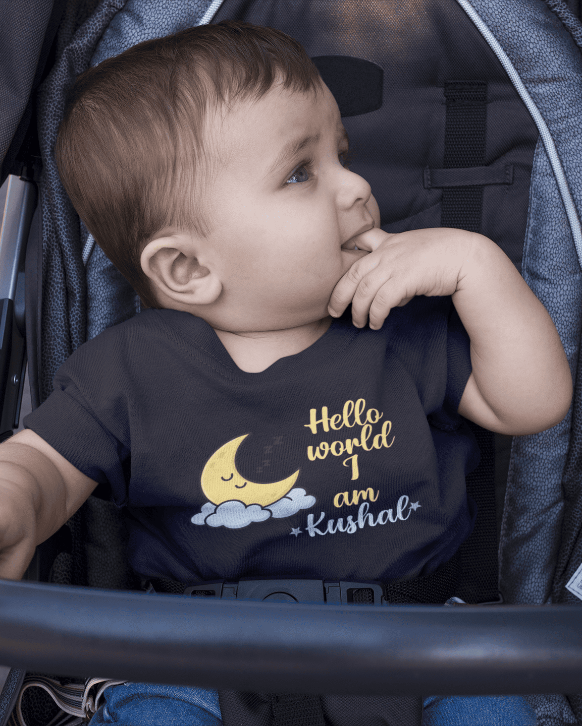 Custom Name Hello World New Born Half Sleeves T-Shirt for Boys -FunkyTeesClub