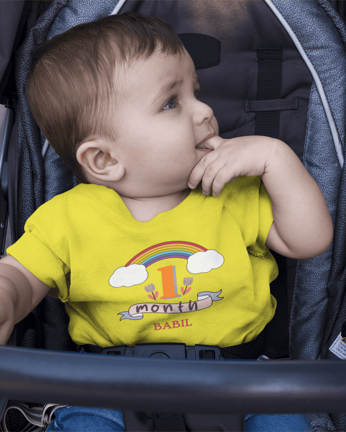 Custom Name First Month Birthday Half Sleeves T-Shirt for Boys -FunkyTeesClub