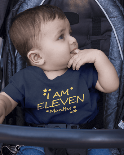 I Am Eleven Months Half Sleeves T-Shirt for Boys -FunkyTeesClub