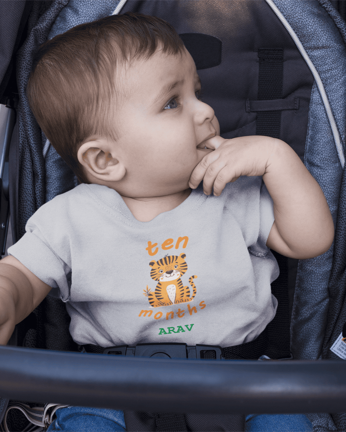 Custom Name Ten Months Birthday Half Sleeves T-Shirt for Boys -FunkyTeesClub