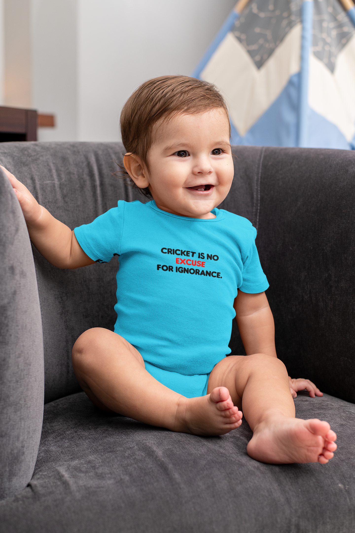 Cricket is no excuse for ignorance World Cup Cricket Rompers for Baby Boy- FunkyTeesClub