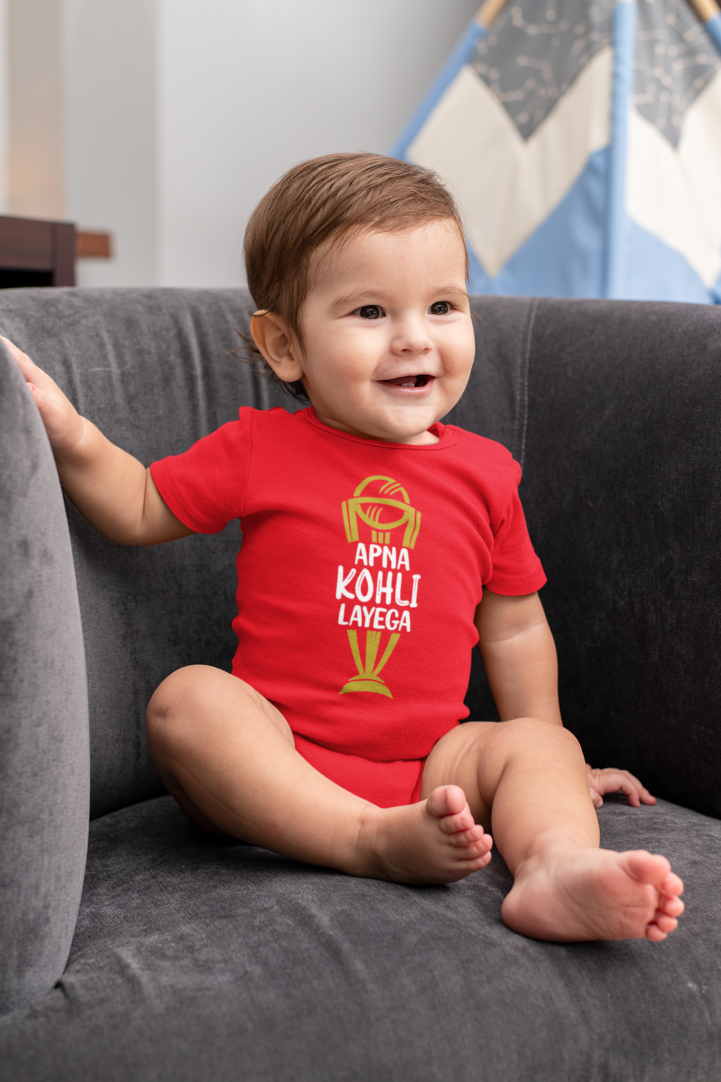 Apna Kohli Layega World Cup Cricket Rompers for Baby Boy- FunkyTeesClub